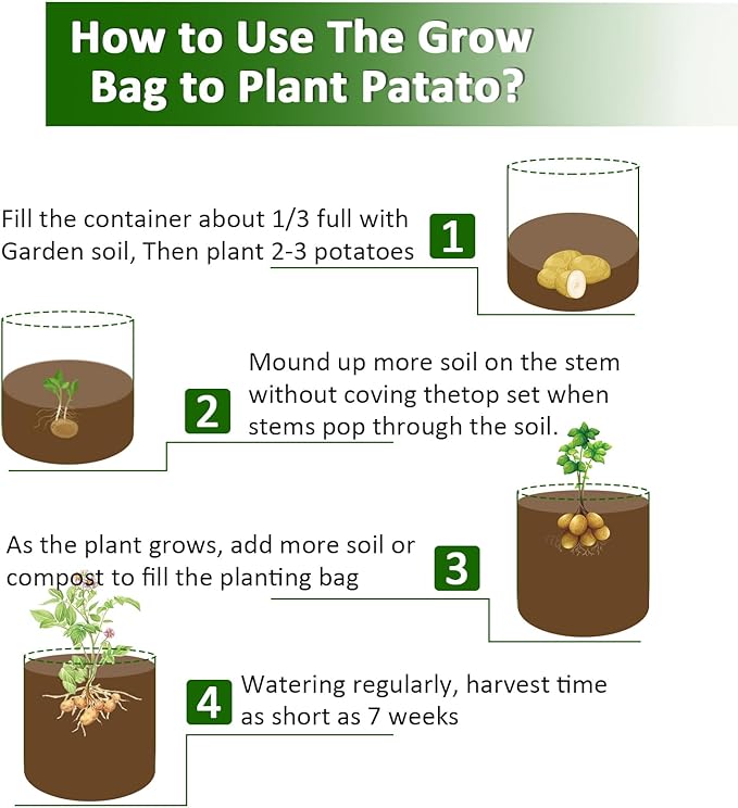JJGoo Potato Grow Bags, 4 Pack 10 Gallon - Image 6