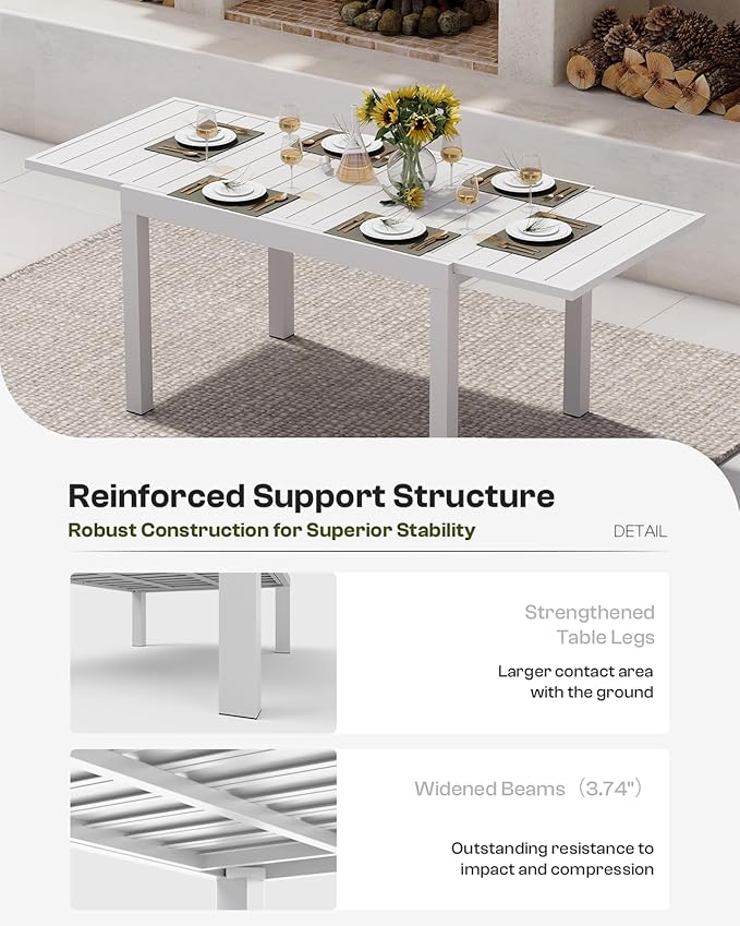 All-Aluminum Expandable Outdoor Patio Dining Table - Image 5