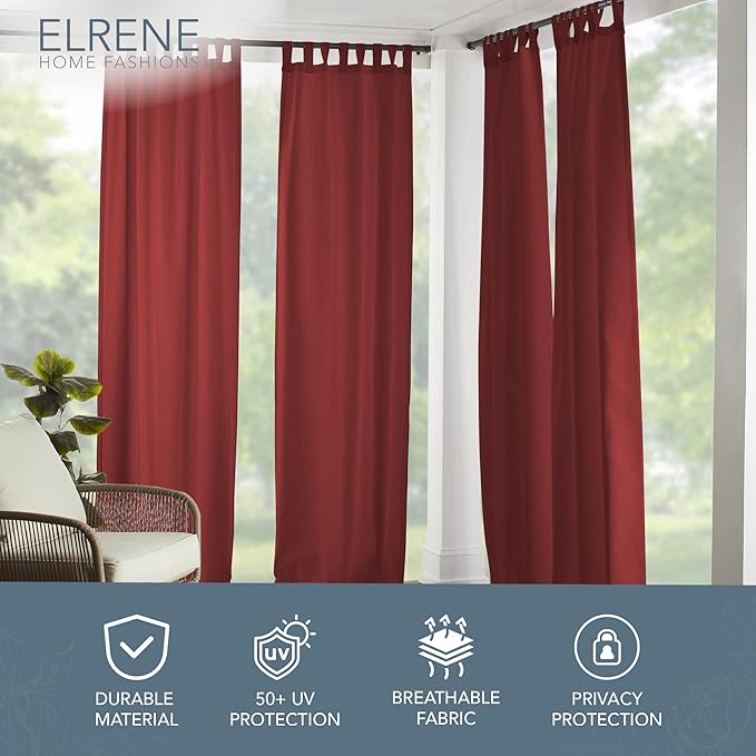 Elrene Home Fashions Matine Weatherproof Tab-Top Indoor/Outdoor Solid Color - Image 3