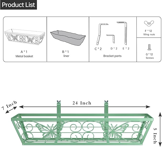 6 Pack 24 Inch Window Boxes Planters Railing Planter Box - Image 4