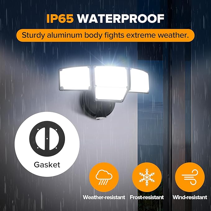 LUTEC 80W Dusk to Dawn Flood Lights Outdoor, 9000LM Super Bright LED Security - Image 5