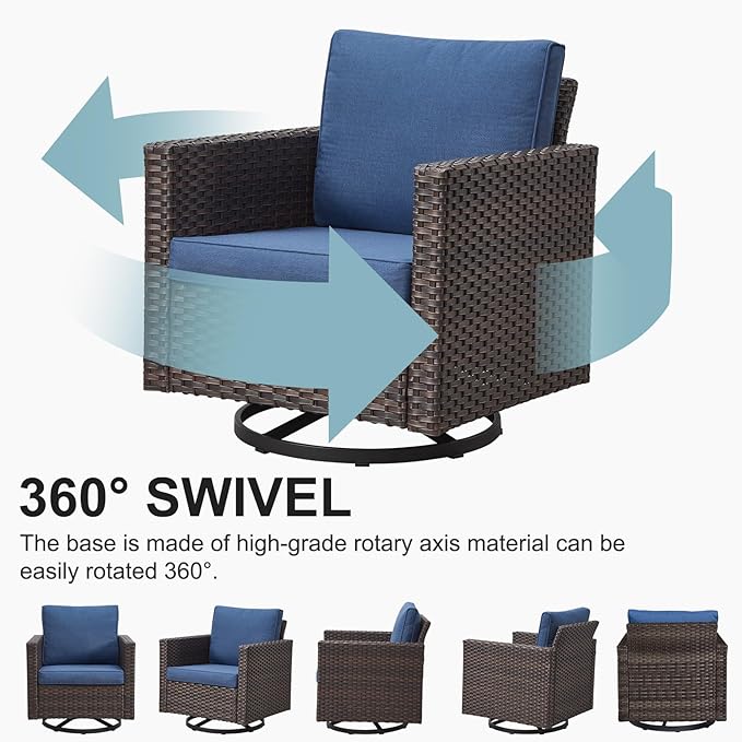 Belord Wicker Patio Furniture 5 Piece Outdoor Sofa Set, Oversize Outdoor Swivel - Image 4