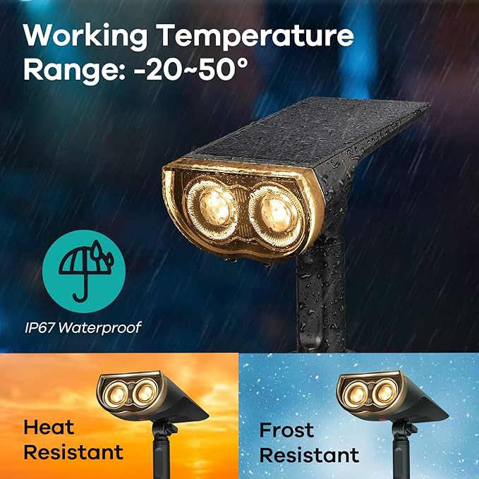 Consciot Christmas Solar Spot Lights Outdoor, IP67 Waterproof 2-in-1 Solar - Image 2