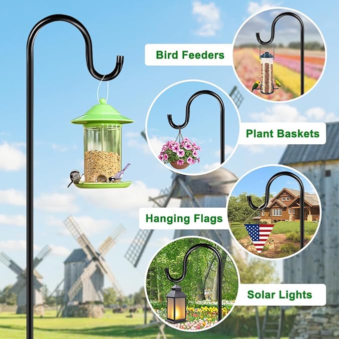 84" Shepherds Hooks for Outdoor, Heavy Duty Bird Feeder Pole - Image 5