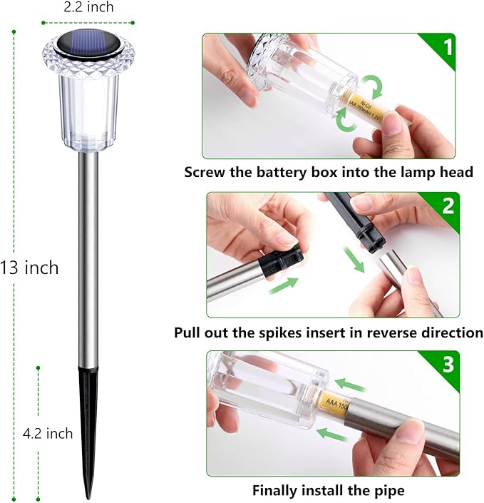 15 Pack Solar Pathway Lights Solar Lights Outdoor, Led Waterproof Yard Walkway - Image 5