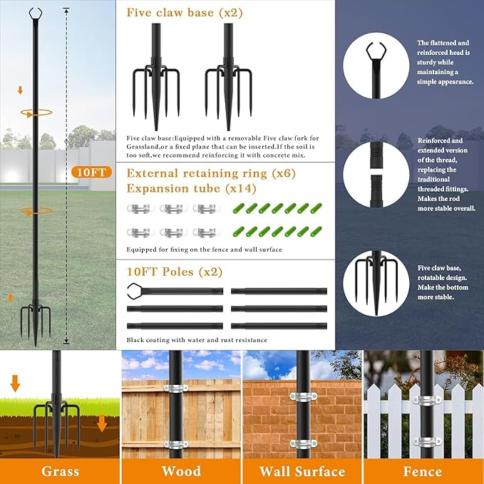 6 Pack String Light Poles, 10 Ft Light Poles - Image 4