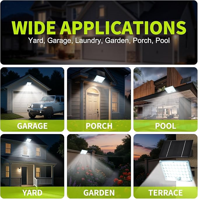 2pack 184 LED Solar Motion Lights Outdoor, Solar Wall Lights Outdoor Waterproof - Image 7