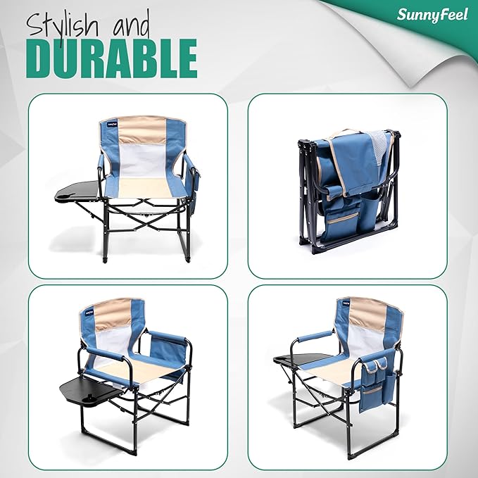 SUNNYFEEL Camping Directors Chair, Heavy Duty, Oversized Portable Folding Chair - Image 8