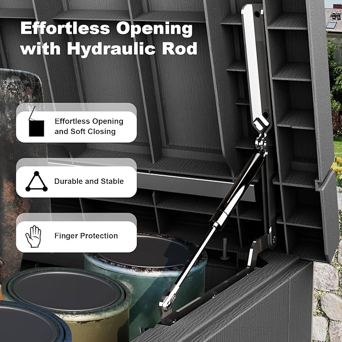 Deck Box - 280 Gallon Large Outdoor Storage box, Waterproof Patio Furniture and - Image 7