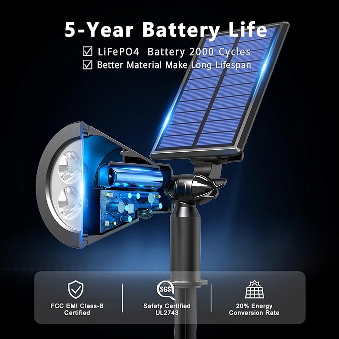 6 Pack Solar Lights Outdoor Waterproof IP65, Warm White, Super Bright LED - Image 5