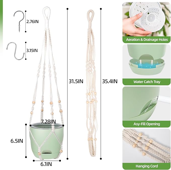 2-Pack 7..1-Inch Self-Watering Hanging Planters - Image 5