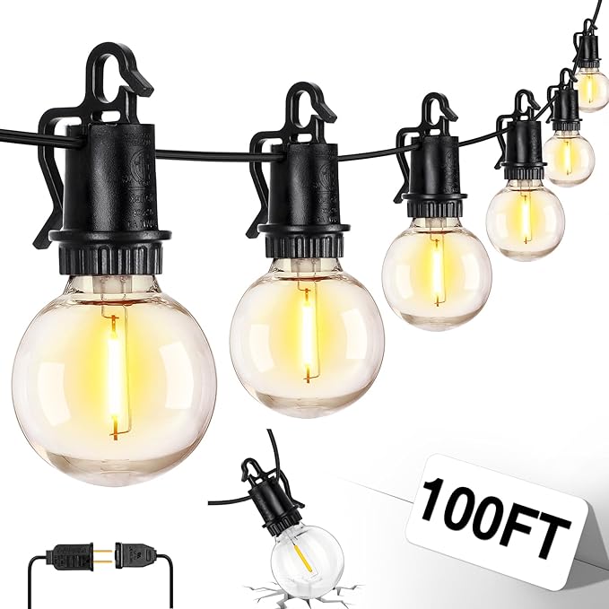 ZJOJO LED Outdoor String Lights, 100FT Outdoor Lights by ZJOJO