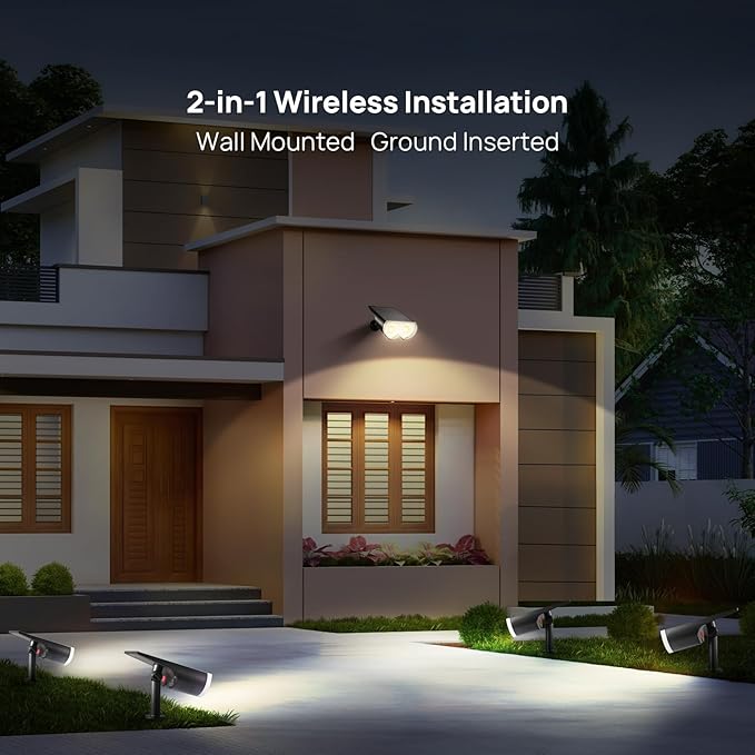 Consciot Solar Spot Lights Outdoor, 16 LEDs IP67 Waterproof, Auto On/Off Solar - Image 4
