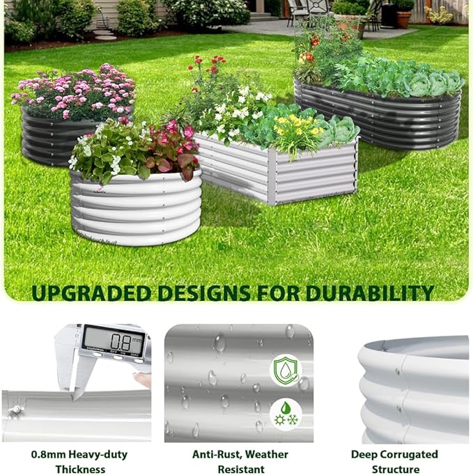 A ANLEOLIFE 8-Set 8X4X2 ft Galvanized Raised Garden Bed Kit, Oval Metal Deep - Image 5