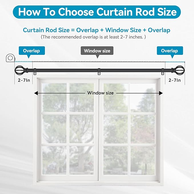Black Curtain Rods for Windows 28 to 48 Inch, 5/8" Diameter Heavy Duty Metal - Image 4