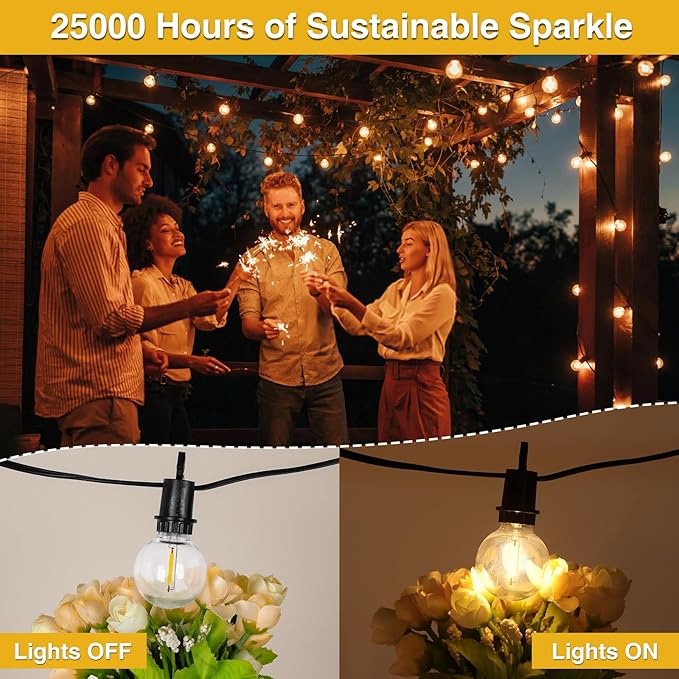 ZJOJO 50FT Outdoor String Lights, G40 Globe Outdoor Lights - Image 2