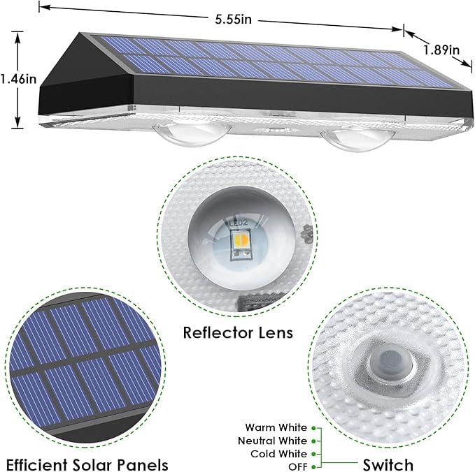 Solar Fence Lights Outdoor Waterproof LED - Image 5