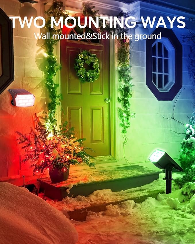 HIBOITEC Solar Spot Lights Outdoor Color Changing 59LED Landscape Lighting - Image 5