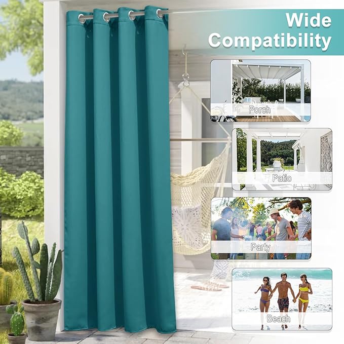 NICETOWN 2 Panels Outdoor Patio Curtains Waterproof 72 inches Long, Rustproof - Image 5