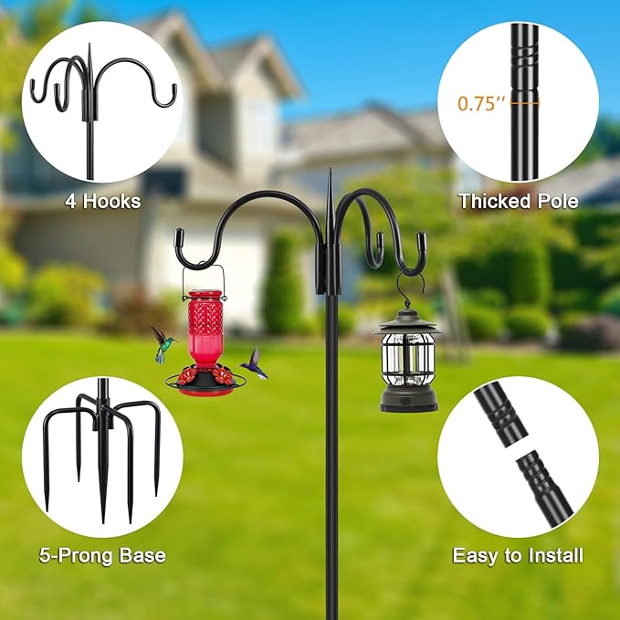 FEED GARDEN [Upgrade Version 92 Inch Three Shepherd Hooks - Image 2