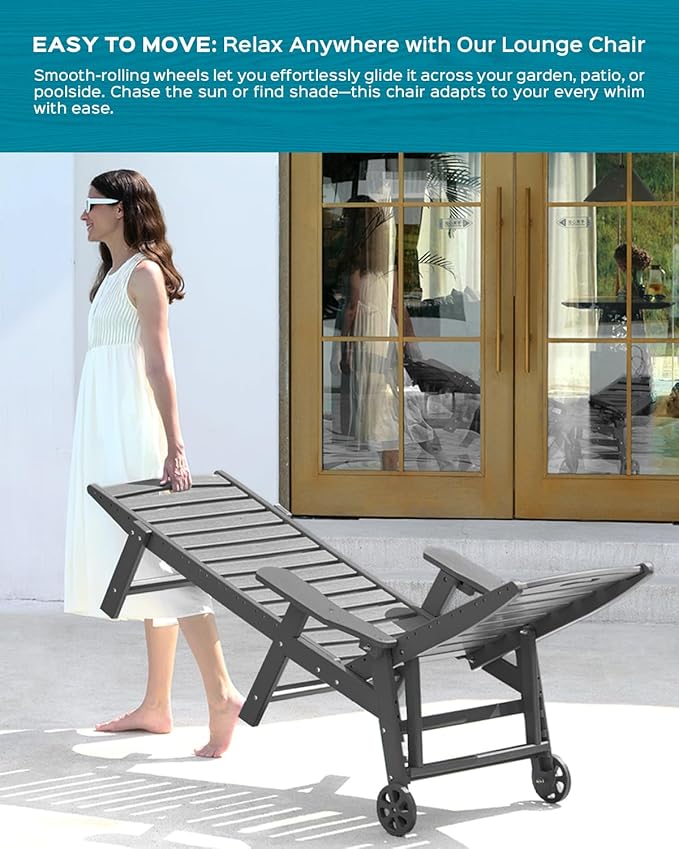 Ciokea Outdoor Lounge Chair Set of 4, All Weather Patio Chaise Lounge Chair - Image 6