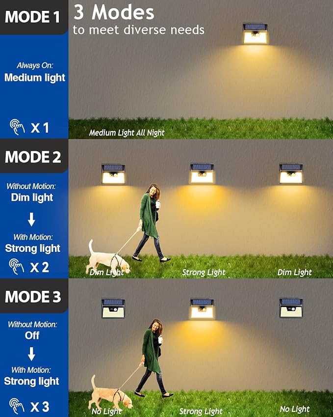 Peasur Solar Lights Outdoor Waterproof, Warm White Motion Sensor Light - Image 3