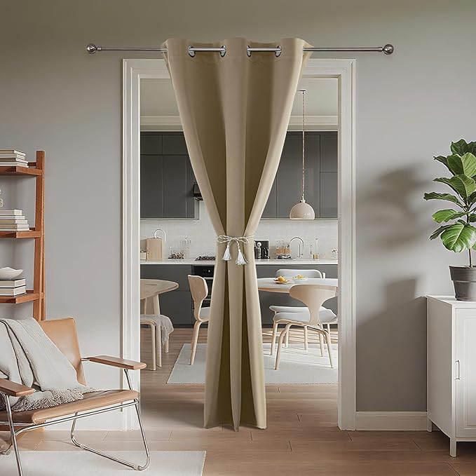 Joydeco Blackout Door Curtain for Doorway Privacy 78 Inches Long, Grommet - Image 2