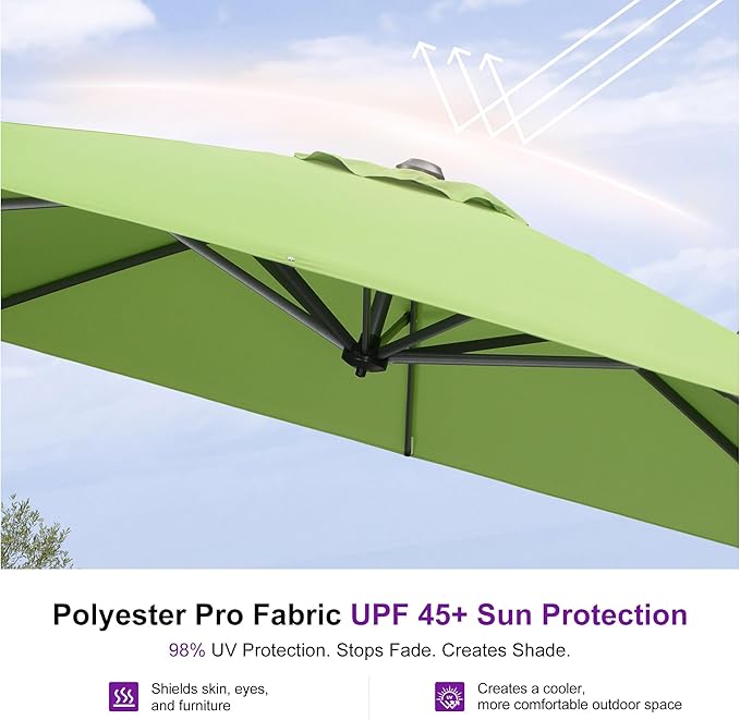 PURPLE LEAF 10 Feet Square Cantilever Umbrella Patio Umbrella - Image 5