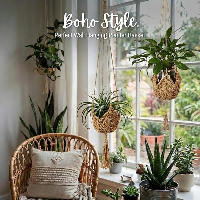 Shappy 2 Pack Jute Crochet Long Plant Hanger - Image 4