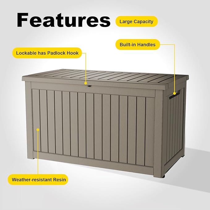 ROJIK Outdoor Storage Housing Deck Box, Waterproof Patio Furniture, Garden Tools - Image 7