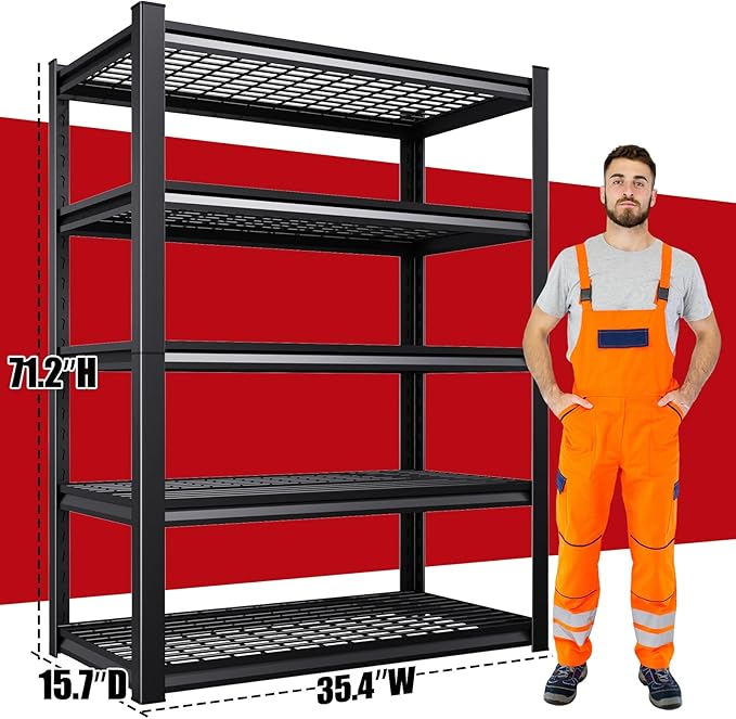 Set of 4 71"H Garage Shelving-3000LBS 5 Tier Storage Shelves, Adjustable Heavy - Image 3