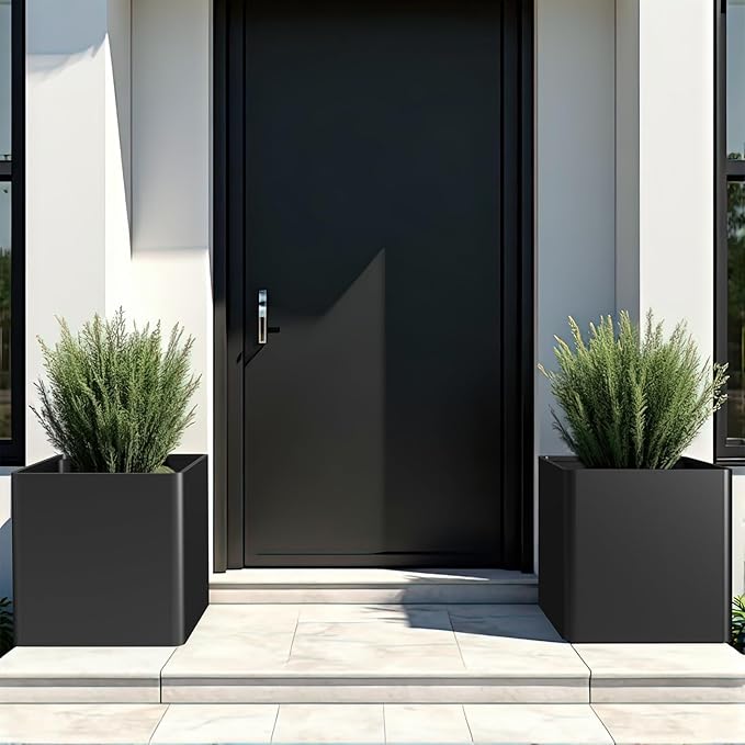 Large Metal Square Planter 26" L x 26" W x 26" H, Heavy Duty Black Large - Image 6