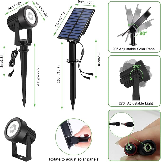 Solar Spotlights Outdoor Waterproof, Warm White Landscape Spotlights, - Image 2