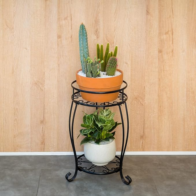FaithLand Plant Stand, Heavy Duty Metal Planter Holder Indoor Outdoor, 2 Tier - Image 3