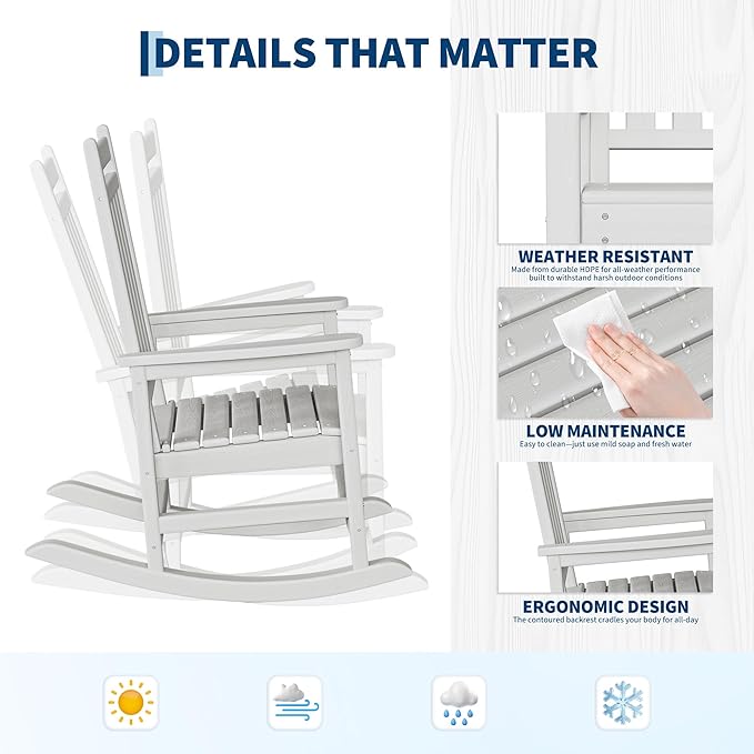 HDPE Rocking Chair Outdoor Set of 4 - Image 4