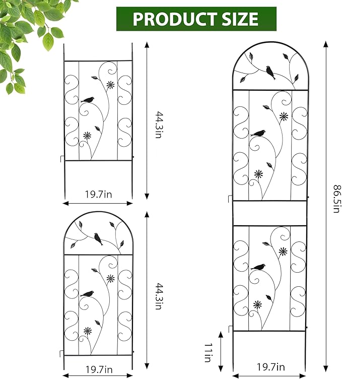 Metal Garden Trellis for Climbing Plants, 86.5" x 19.7" Metal Plant Trellis - Image 2