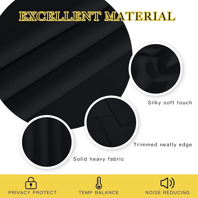 NICETOWN Blackout Black Curtain 72 inches Long, Grommet Thermal Insulated - Image 4