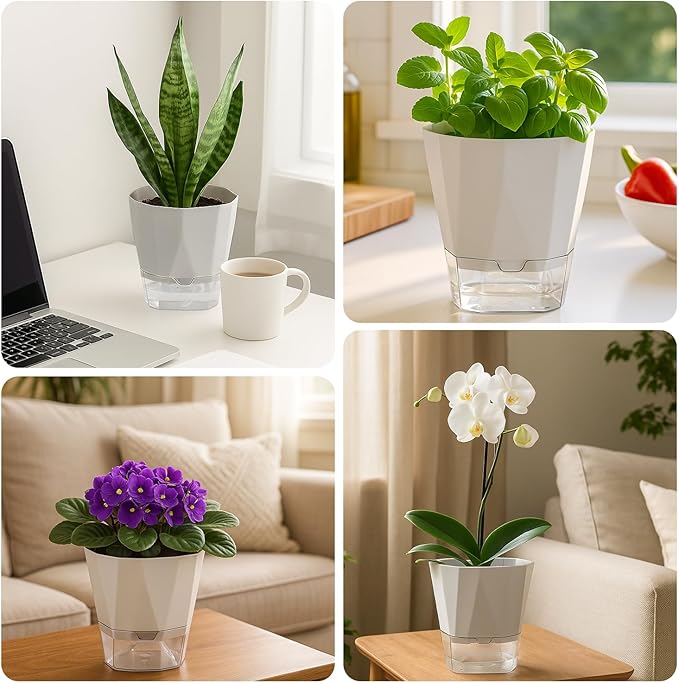 5 Pack Self Watering Pots for Indoor Plants 6.7 Inches Self Watering Planters - Image 6