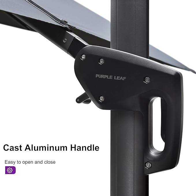 PURPLE LEAF 11.5' X 11.5' Telescopic Patio Umbrella Outdoor Cantilever Umbrella - Image 7