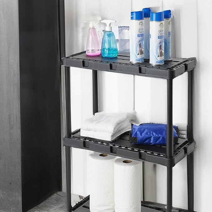 Gracious Living 2 Pack Light Duty Storage Shelves, Knect-A-Shelf 3-Shelf - Image 5
