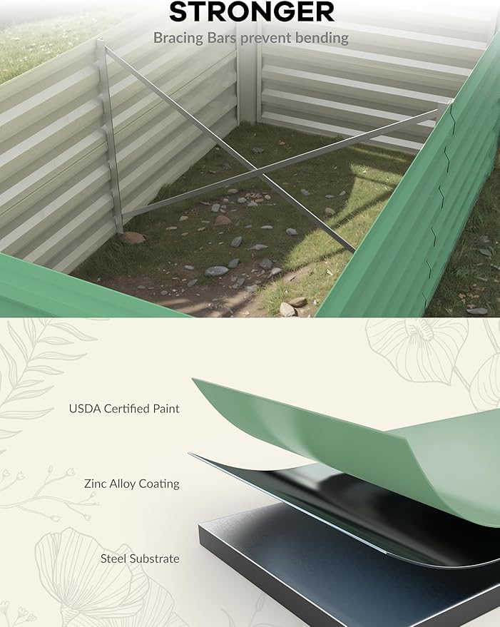 GarveeLife 2pcs 8x4x2 ft Galvanized Raised Garden Bed, Rust-Resistant Raised - Image 5