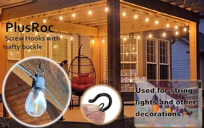 PlusRoc 40 Pack Ceiling Hooks for Hanging Plants Outdoor String Lights Heavy - Image 3