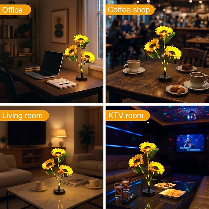 Upgraded Solar Sunflower Lights, 2 Pack Solar Garden Lights - Image 2