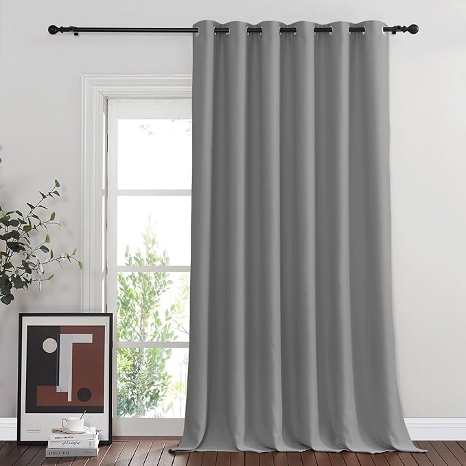 NICETOWN Room Darkning Bedroom Curtain 120" L Extra Long, Stainless Steel by NICETOWN