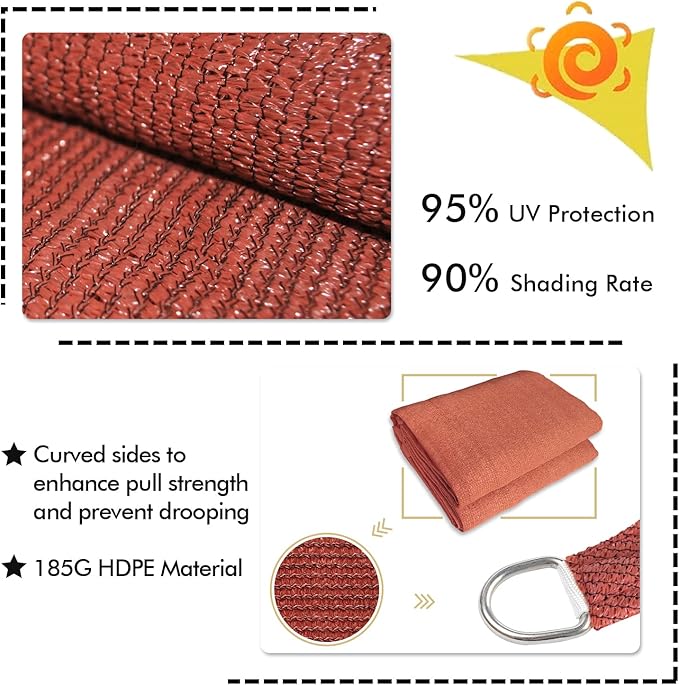 KANAGAWA 18'X24' Rust Red Custom Size Sun Shade Sail Rectangle UV Block Canopy - Image 3