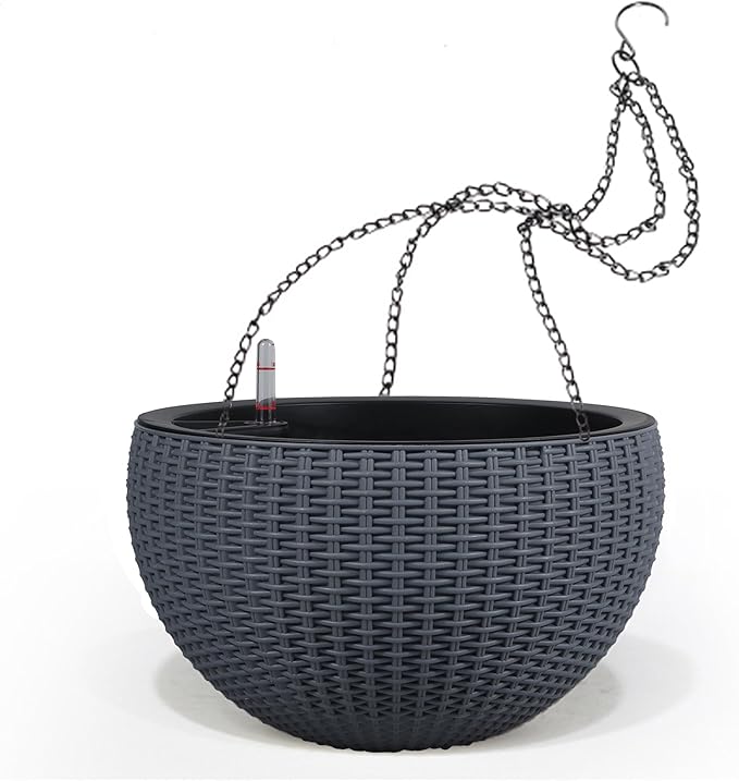 Dexceder 10.5 Inch Large Self Watering Hanging Planters Indoor Outdoor by Dexceder