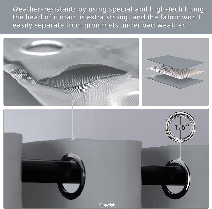 Waterproof Outdoor Curtain W105 x L84 - Image 3