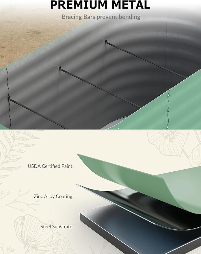 GarveeLife 8x4x2 ft Galvanized Raised Garden Bed - Image 3