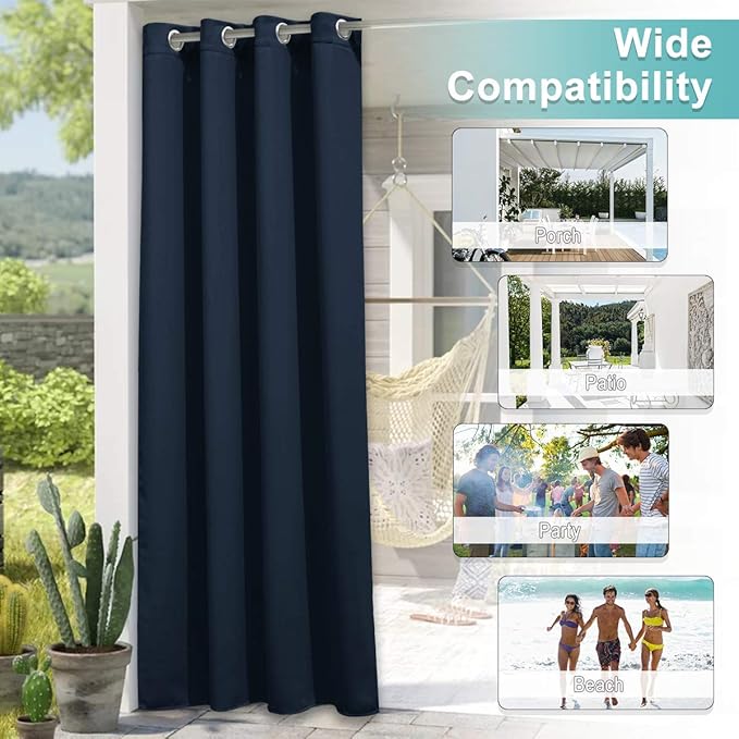 NICETOWN Outdoor Curtain for Patio Waterproof 84 inch Long, Rustproof Grommet - Image 6