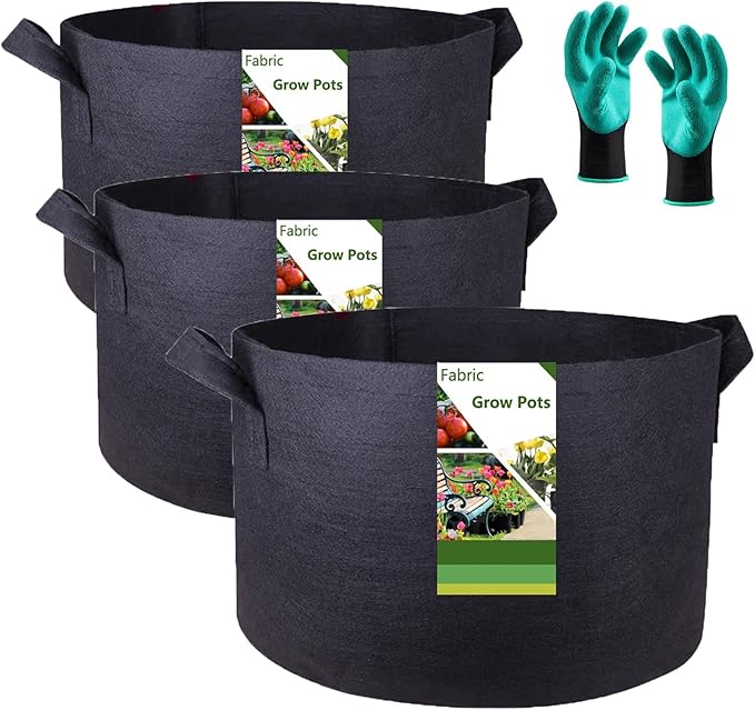 3-Pack 40 Gallon Thickened Plant Grow Bags Large Heavy Duty Garden Bag Fabric by TespherCreationsforYardWorkLawnsCareandGardeningJobsOutdoorActivitiesRVCampingTrips